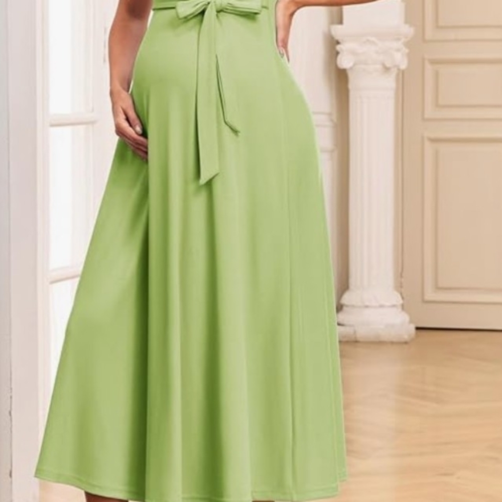 Green Flattering Maternity Dress